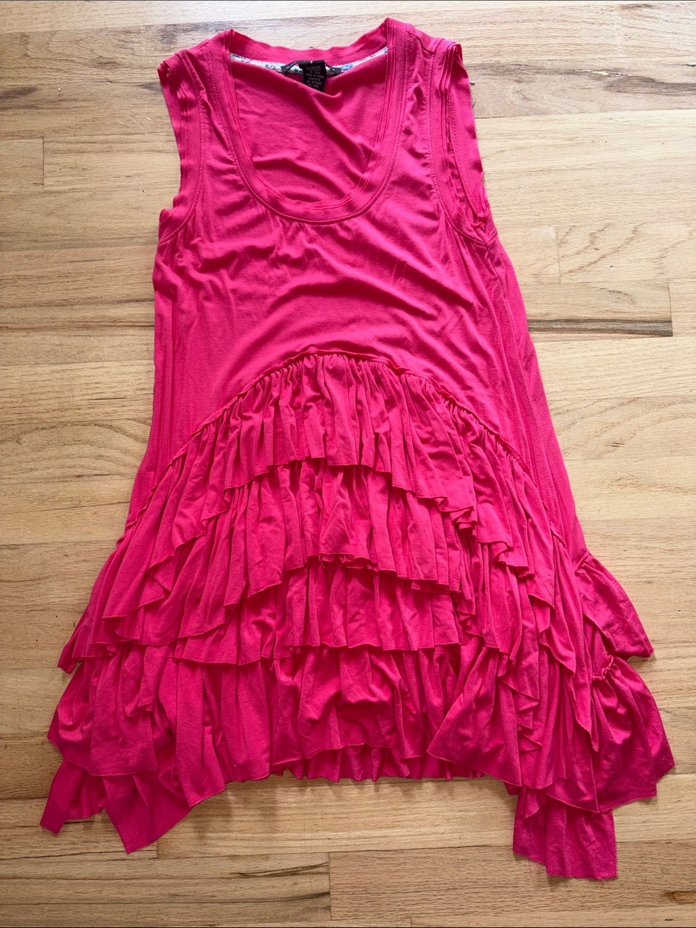Grace Elements Asymmetrical Ruffle Tank Dress - Hot Pink
